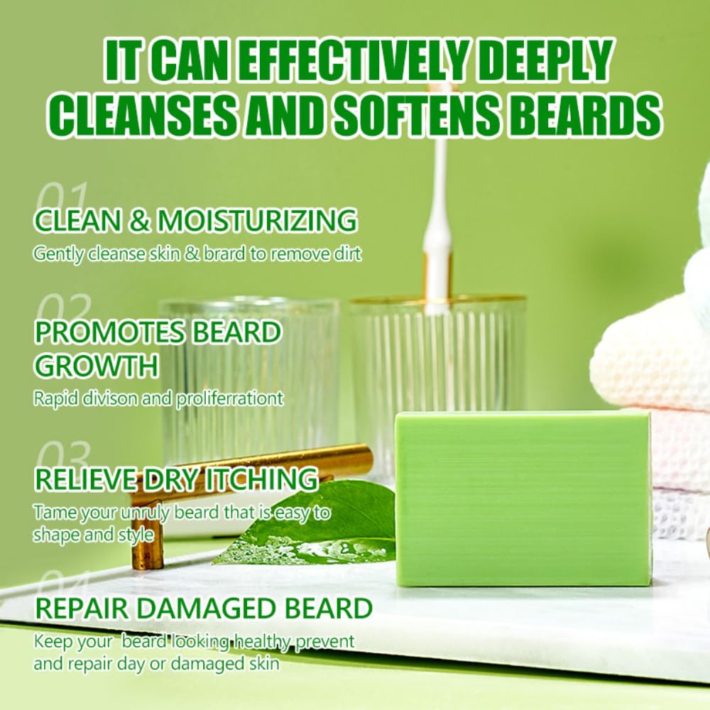 AICHUN BEAUTY Beard Growth Shampoo Soap Deep Cleanse Repair Damaged Beard Refreshing Facial Hair 100g / 3.5oz Beauty and Personal Care AICHUN BEAUTY