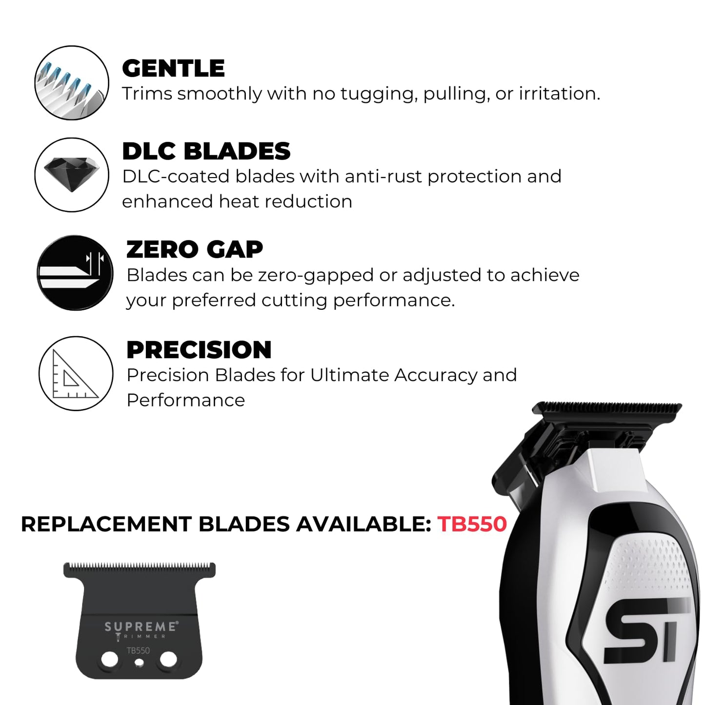 Supreme Trimmer Darkstar 72 Trimmer ST700 with Magnetic Vector Motor - 180 Min Run Time, 9000 RPM Barber Hair Trimmer - Low Noise, Professional Beard Beauty and Personal Care Supreme Trimmer
