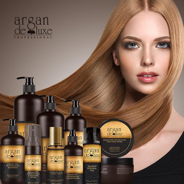 Argan Deluxe Professional Argan Oil Nourishing Hair Care Set for All Hair Types, Shampoo 500ml, Conditioner 500ml, Serum and Body Oil 50ml, 3 Piece Beauty & Personal Care argan deluxe PROFESSIONAL
