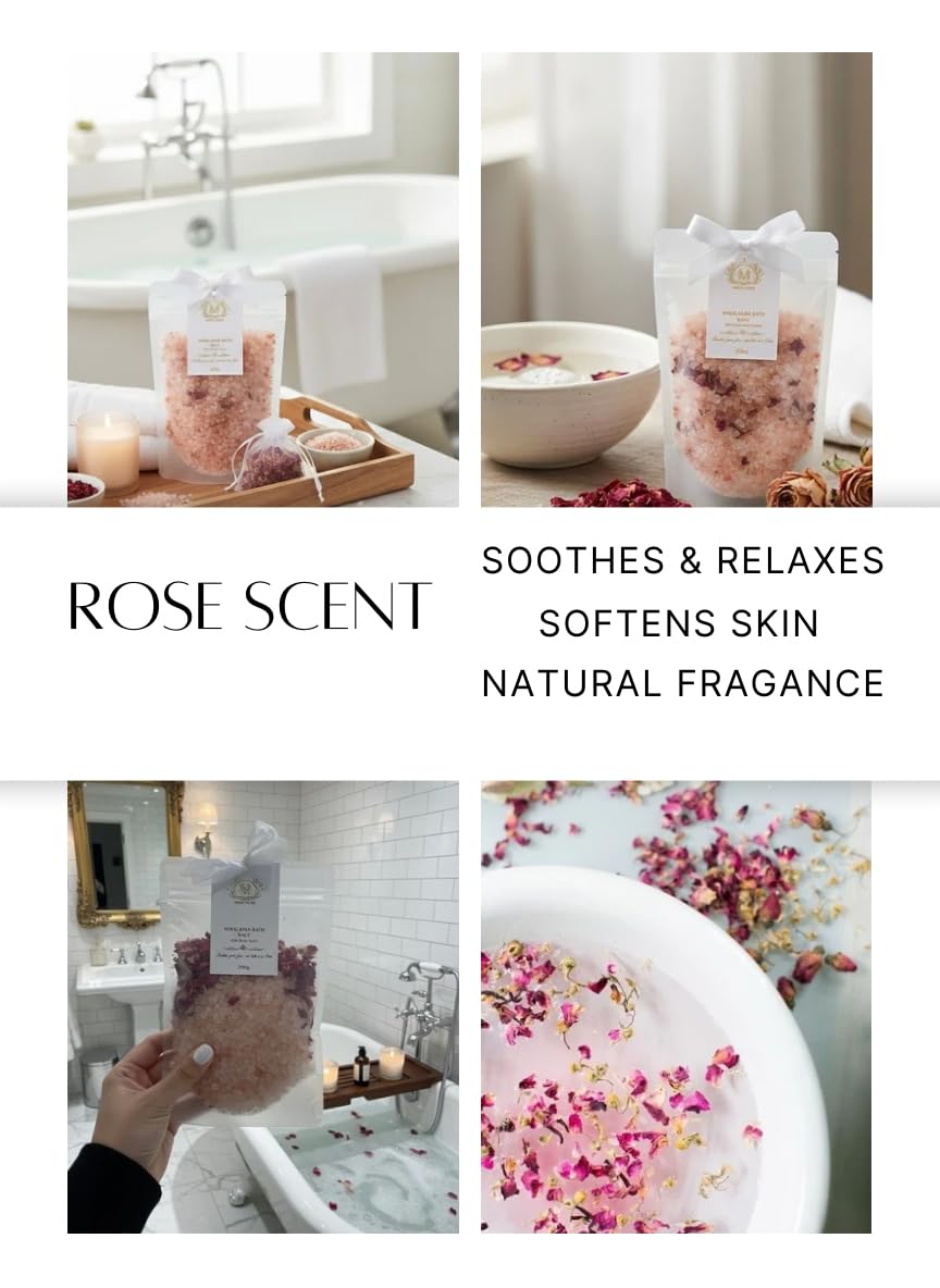 MIMI MIMI Pink Himalayan Bath Salt Gift Set with Rose, Lemon and Lavender - 3 x 200g Bath Salts for Women Relaxing, Natural Aromatherapy Gifts Beauty and Personal Care MIMI MIMI