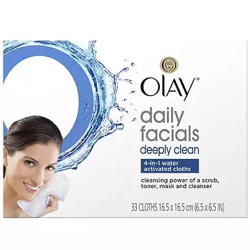 Olay Daily Deeply Clean 4-in-1 Water Activated Cleansing Face Cloths 33ct (Pack of 8) Beauty & Personal Care Olay