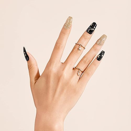 Gold Finger Gel Glam Design Nail Press On Nails, Gel Nail Kit, Polish Free Manicure Long Length (GD16)… Beauty & Personal Care Goldfinger