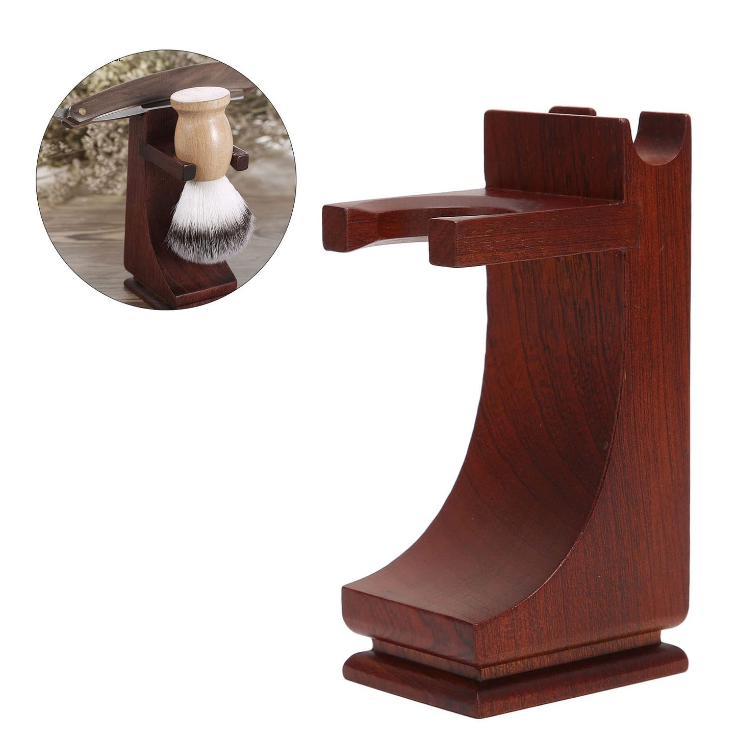 Wood Shave Stand and brush stand Strong Practicality Anti Slip Base Shave Stand Strong Stable To Use Wine Red for Bathroom Belleza Beauty and Personal Care Jopwkuin