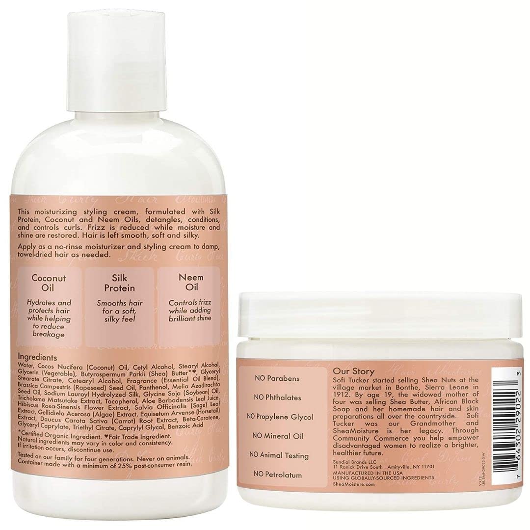 SheaMoisture Curly Hair Products, Hydrating Coconut & Hibiscus Bundle - Includes Curl & Style Milk and Curl Enhancing Smoothie, 8 oz and 12 oz Beauty & Personal Care Shea Moisture