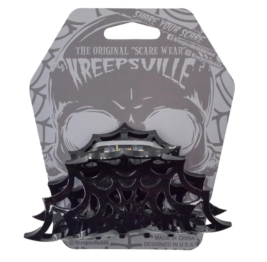 kreepsville 666 Spiderweb Claw Clip Gothic Horror Hair Accessory (Black), 1 Count (Pack of 1)