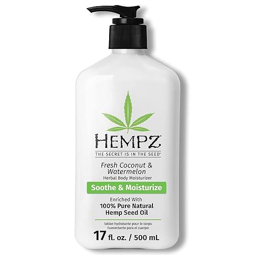 Hempz Body Lotion - Fresh Coconut & Watermelon Daily Moisturizing Cream, Shea Butter Body Moisturizer - Skin Care Products, Hemp Seed Oil - Large Beauty & Personal Care Hempz