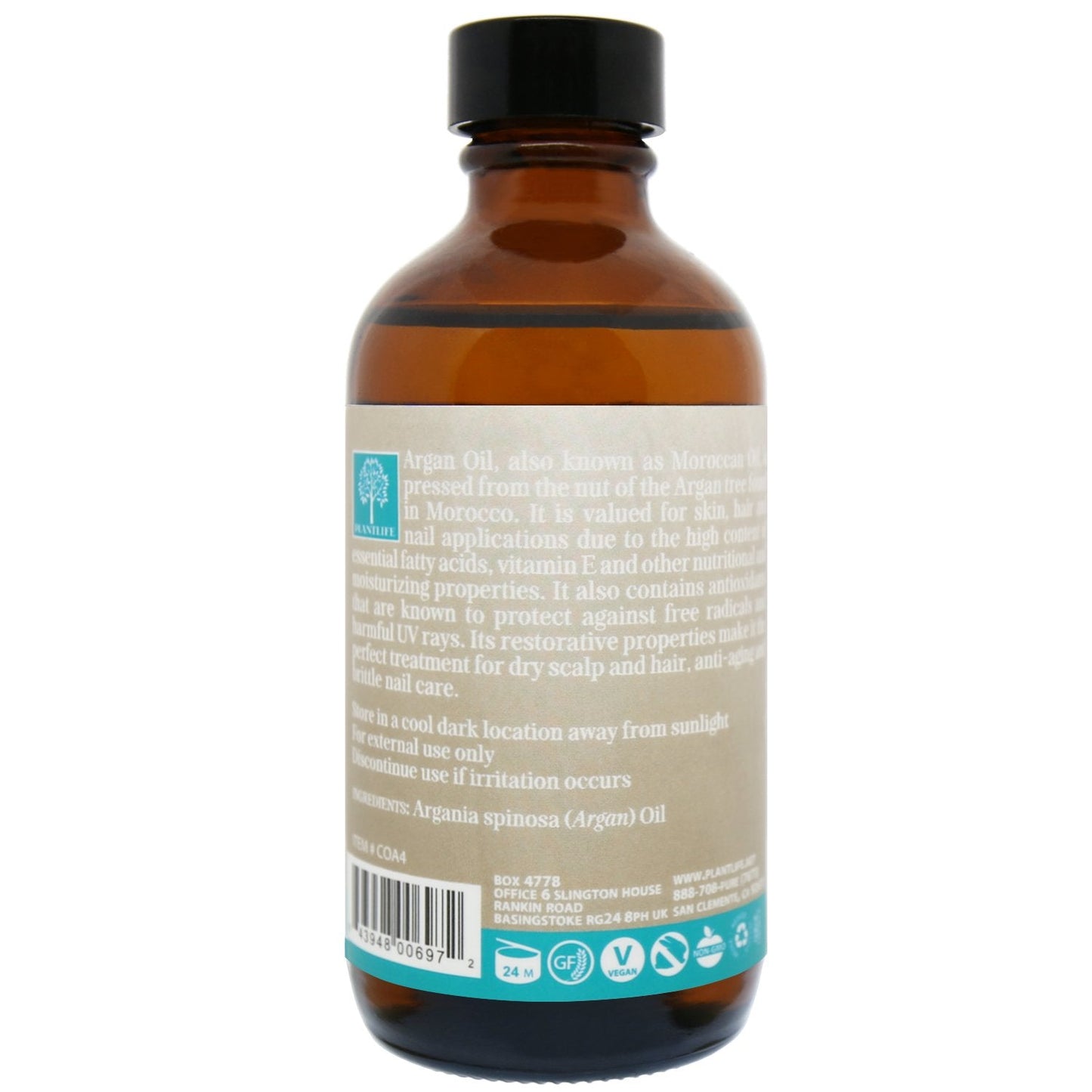 Plantlife Argan Carrier Oil - Cold Pressed, Non-GMO, and Gluten Free Carrier Oils - for Skin, Hair, and Personal Care - 4 oz Beauty & Personal Care Plantlife