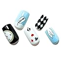 GLAMERMAID Dark Blue White Ombre Press on Nails Medium Square, Oil Painting Glossy Gel Stick on Fake Nals Short Square, Neutral Glue 0n Nails Kit Beauty & Personal Care GLAMERMAID