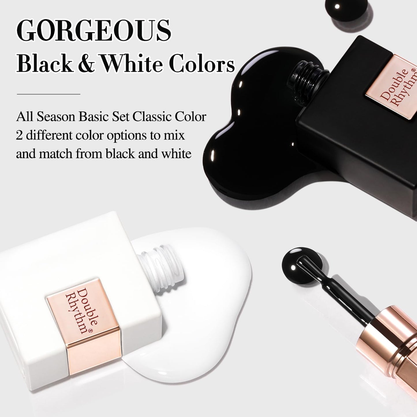 Double Rhythm 2 Pcs 15ml UV Gel Polish Set Pure White And Black Color Gel Nail Polish Kit Nail Art Salon DIY (2-A1015+A1093) Beauty and Personal Care Double Rhythm