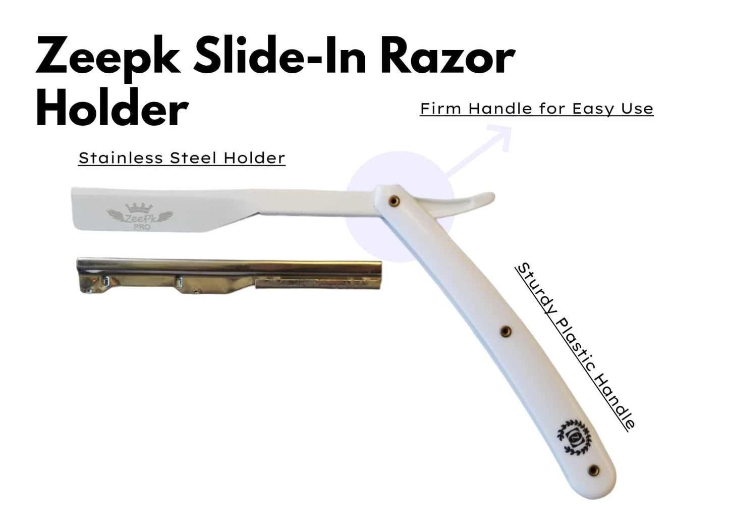 Barbero Cuchilla Barber Razor Straight Clean Shav Free Blades Salon Shaving Classic Stainless Steel (White Razor Holder) Beauty and Personal Care Liberty Supply