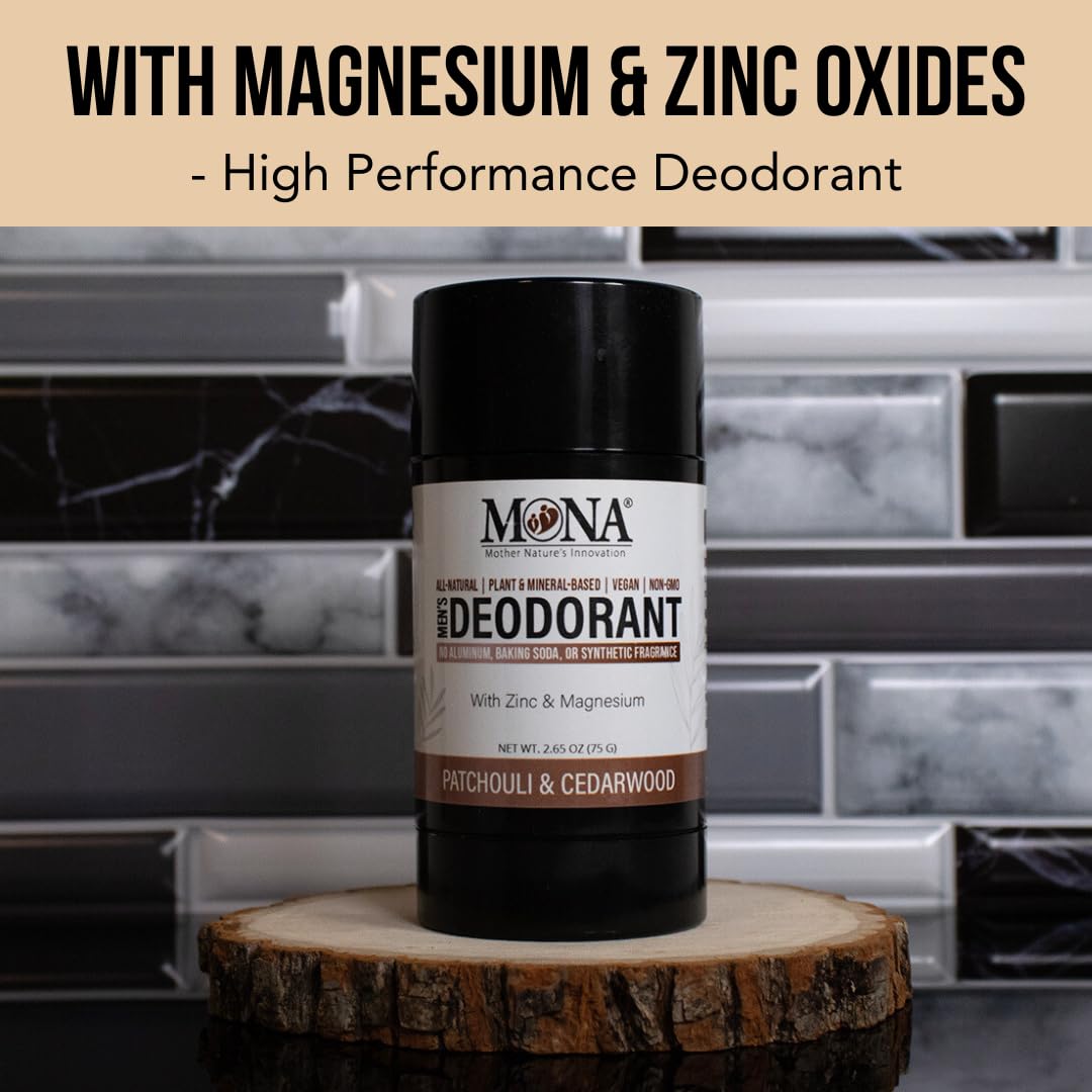 All Natural Deodorant for Men Aluminum Free - Hypoallergenic Men's Deodrant, Magnesium Deodorant for Sensitive Skin - Absorbs Sweat - Won’t stain Beauty and Personal Care MONA