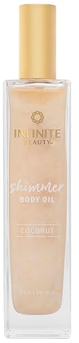 Infinite Beauty Shimmer Body Oil - 5 Fl Oz | Coconut & Gold Glitter for Radiant Skin | Hydrating & Illuminating | Perfect After Bath | Adds a Beauty & Personal Care Infinite Beauty