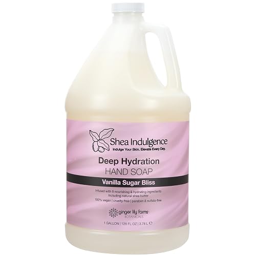 Ginger Lily Farms Botanicals Shea Indulgence Deep Hydration Liquid Hand Soap Refill, 100% Vegan & Cruelty-Free, Vanilla Sugar Bliss Scent, 1 Gallon Beauty & Personal Care Ginger Lily Farms