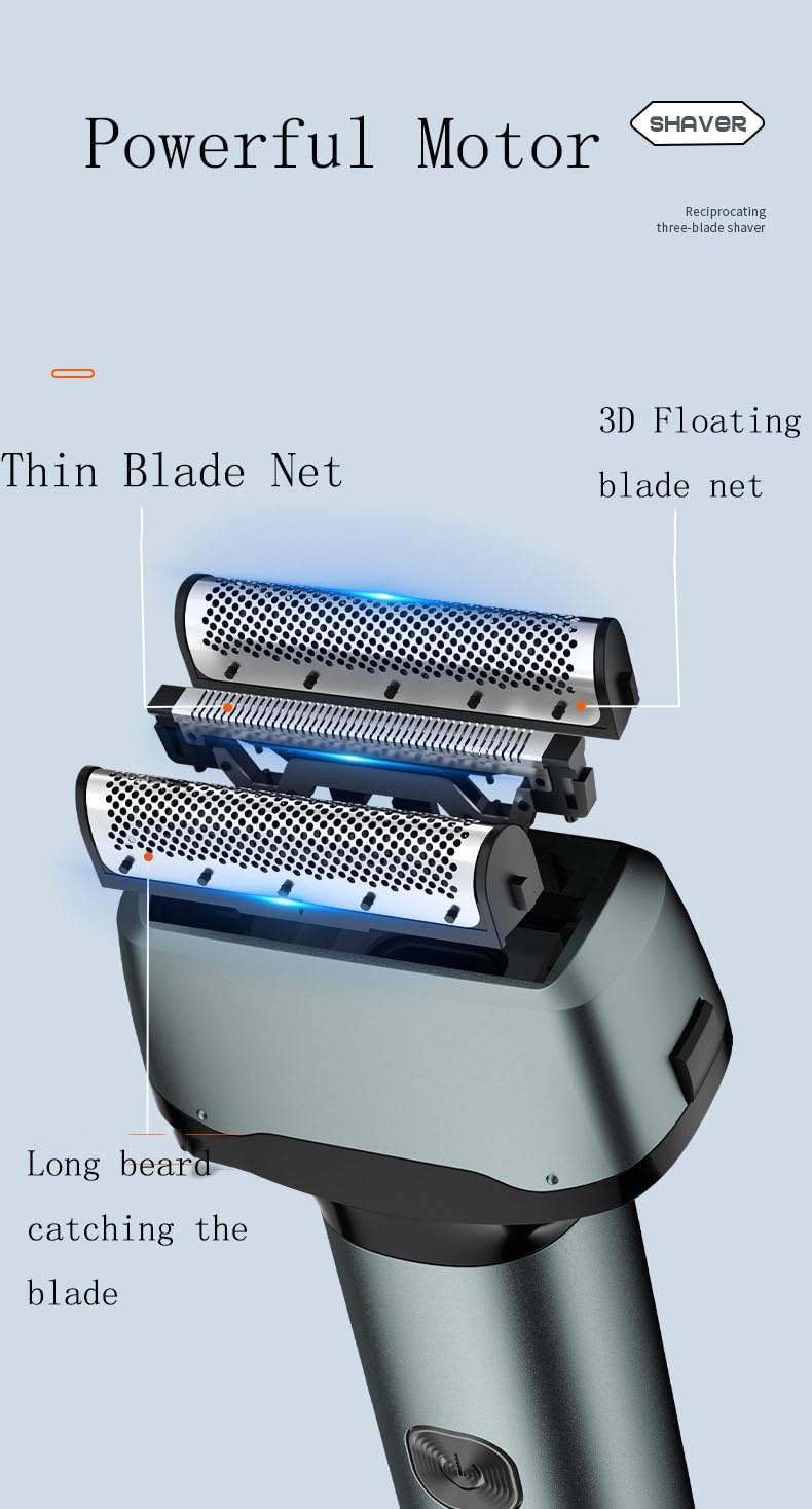 Electric Foil Shavers for Men,Mini Razor with LED Display & 3 Floating Blades IPX7 Waterproof Wet Dry Men's Rotary,Travel Lock,Sideburn Trimmer Beauty and Personal Care QDKVTNDJZ