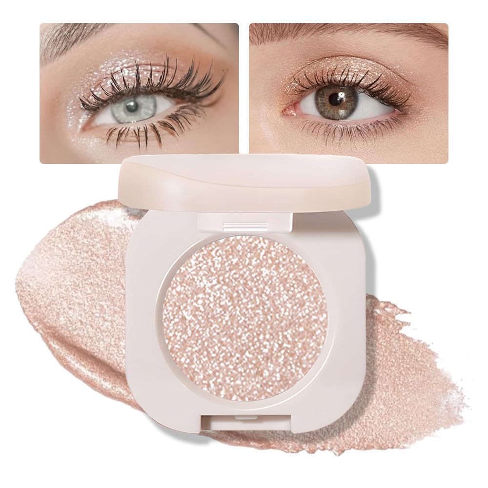 FeiCuiYun Glitter Shimmer Sparkle Eye Shadow Palette Makeup for Older Women, Pearl White Silver Glitter Shimmer Metallic Holographic Iridescent Cream Beauty and Personal Care FeiCuiYun