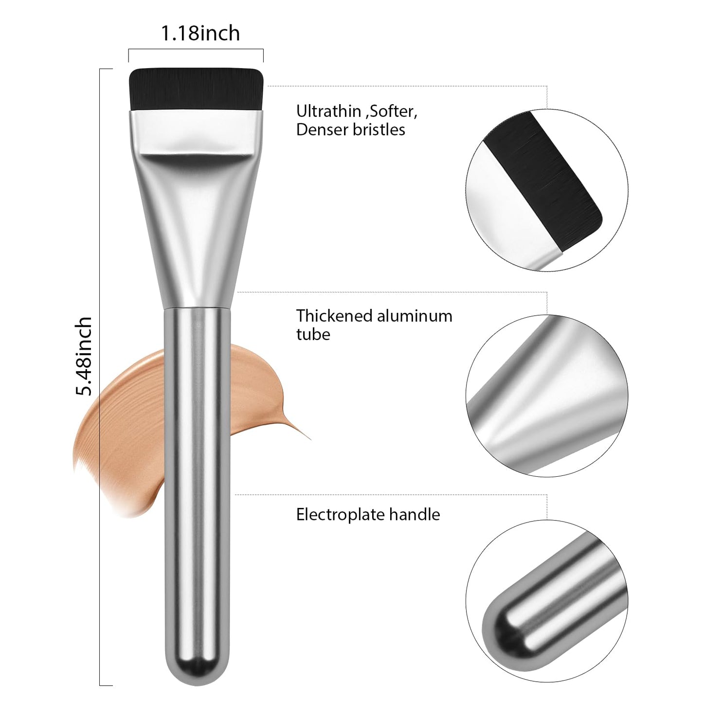BEAUTYFACTOR 2Pcs Flat Foundation Brush,Face Mask Brush Makeup Spatula Facial Brush for Liquid Foundation Mask,Premium Face Korean Makeup Brush Beauty and Personal Care BEAUTYFACTOR