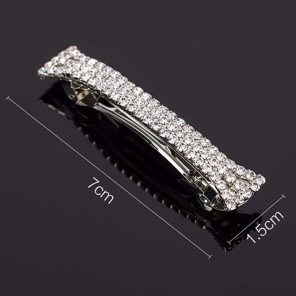 lasenersm Hair Clip, 2 Pieces Hair Accessory with Three Row Rhinestone Crystal, Hair Barrette Clip for Girls and Women, 2.75 in Length, Silver Beauty & Personal Care lasenersm