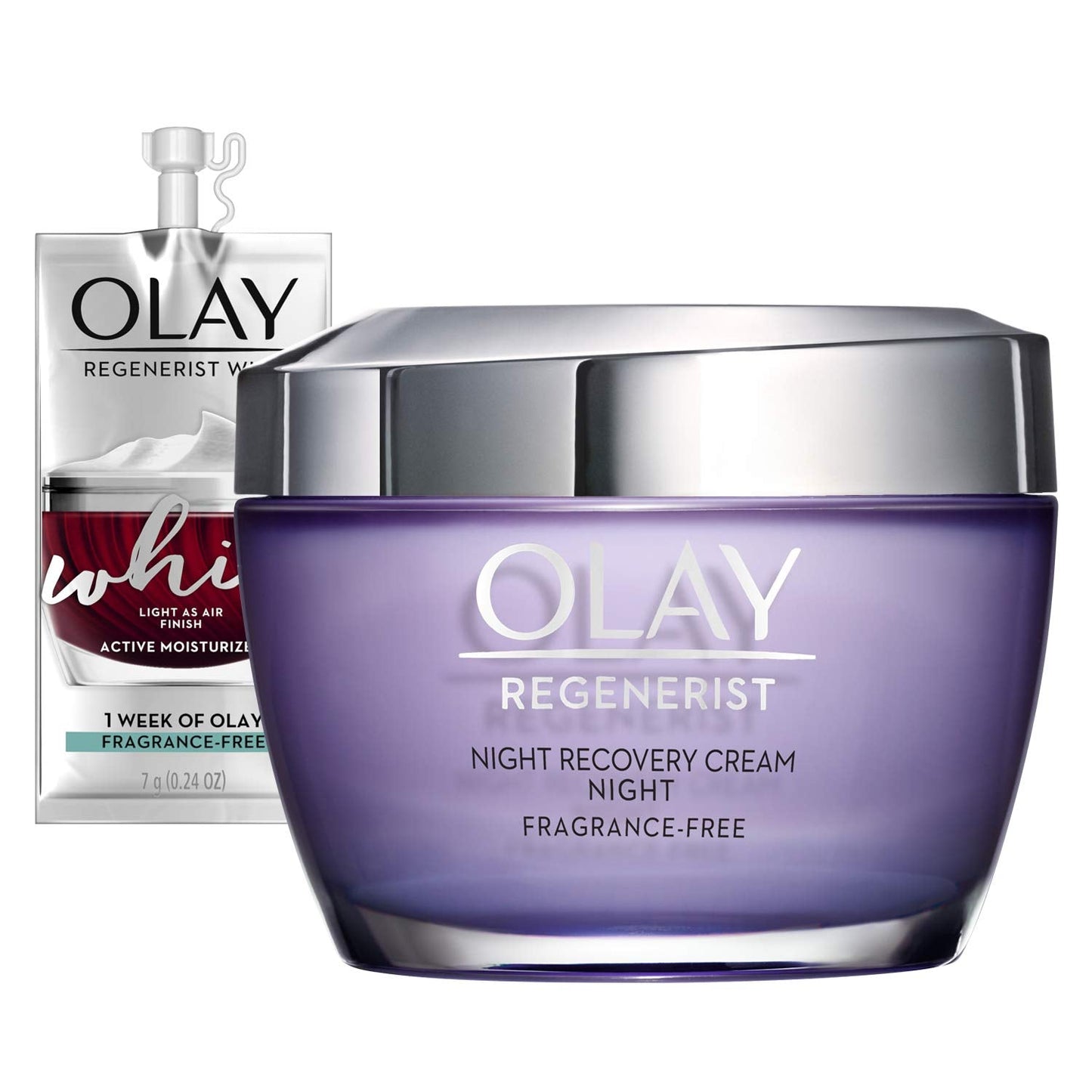 Olay Regenerist Night Recovery Cream Face Moisturizer, 1.7 Oz + Whip Face Moisturizer Travel/Trial Size Gift Set Beauty & Personal Care Olay