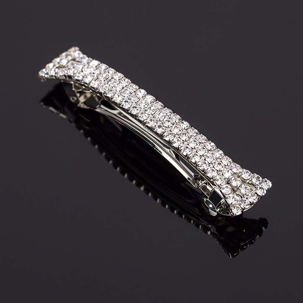lasenersm Hair Clip, 2 Pieces Hair Accessory with Three Row Rhinestone Crystal, Hair Barrette Clip for Girls and Women, 2.75 in Length, Silver Beauty & Personal Care lasenersm