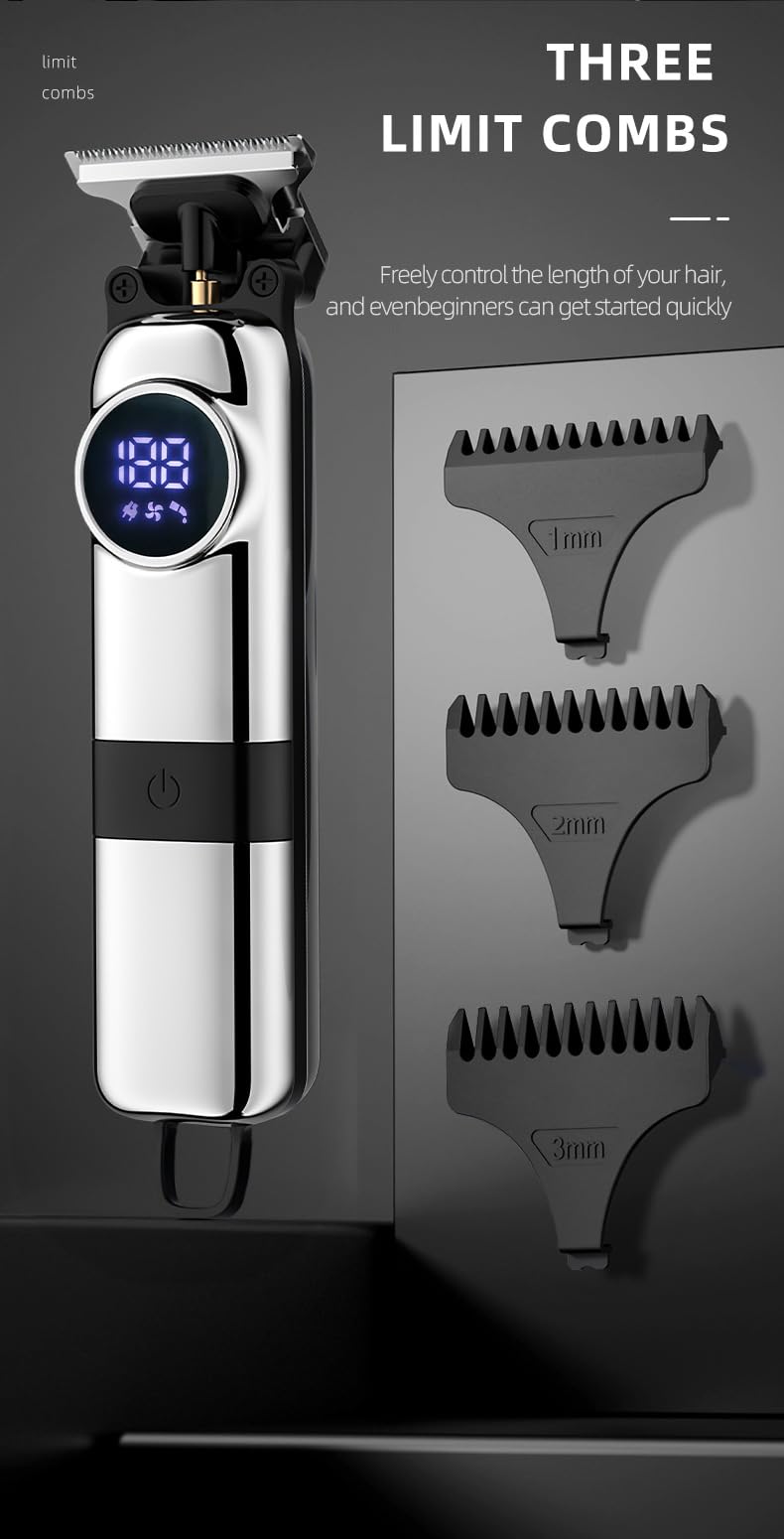 GLESVOWIO Professional Hair Clippers for Men Cordless Trimmers Kit with LED Display 3 Limit Combs Electric Beard Trimmer for Kid Rechargeable Haircut Beauty and Personal Care GLESVOWIO
