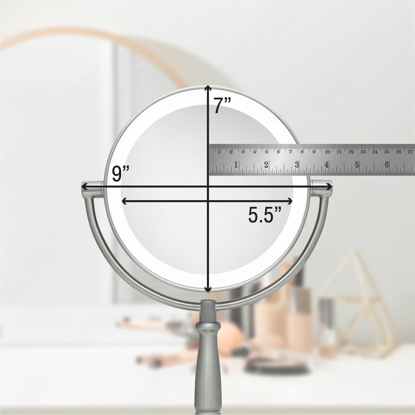Zadro 9" Round LED Makeup Mirror with Lights and Magnification 5&10X/1X AA Battery Operated Swivel Lighted Makeup Mirror Beauty & Personal Care Zadro