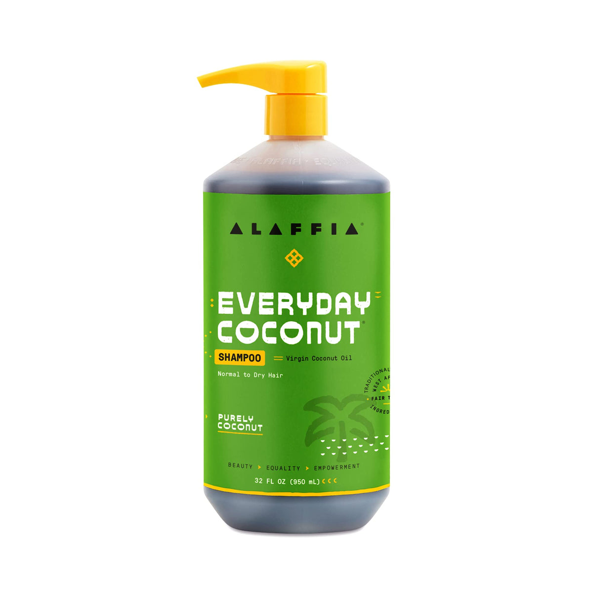 Alaffia EveryDay Coconut Shampoo - Normal to Dry Hair, Helps Gently Clean Scalp and Hair of Impurities with Ginger and Coconut Oil, Fair Trade, Purely