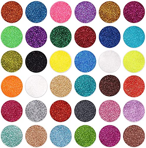 36 Colors Set, Fine Glitter for Resin, Arts and Craft Supplies Glitter, Cosmetic for Body Nail Face Hair Eyeshadow Lip Gloss Makeup, Festival Beauty & Personal Care LICOOL GLITTER