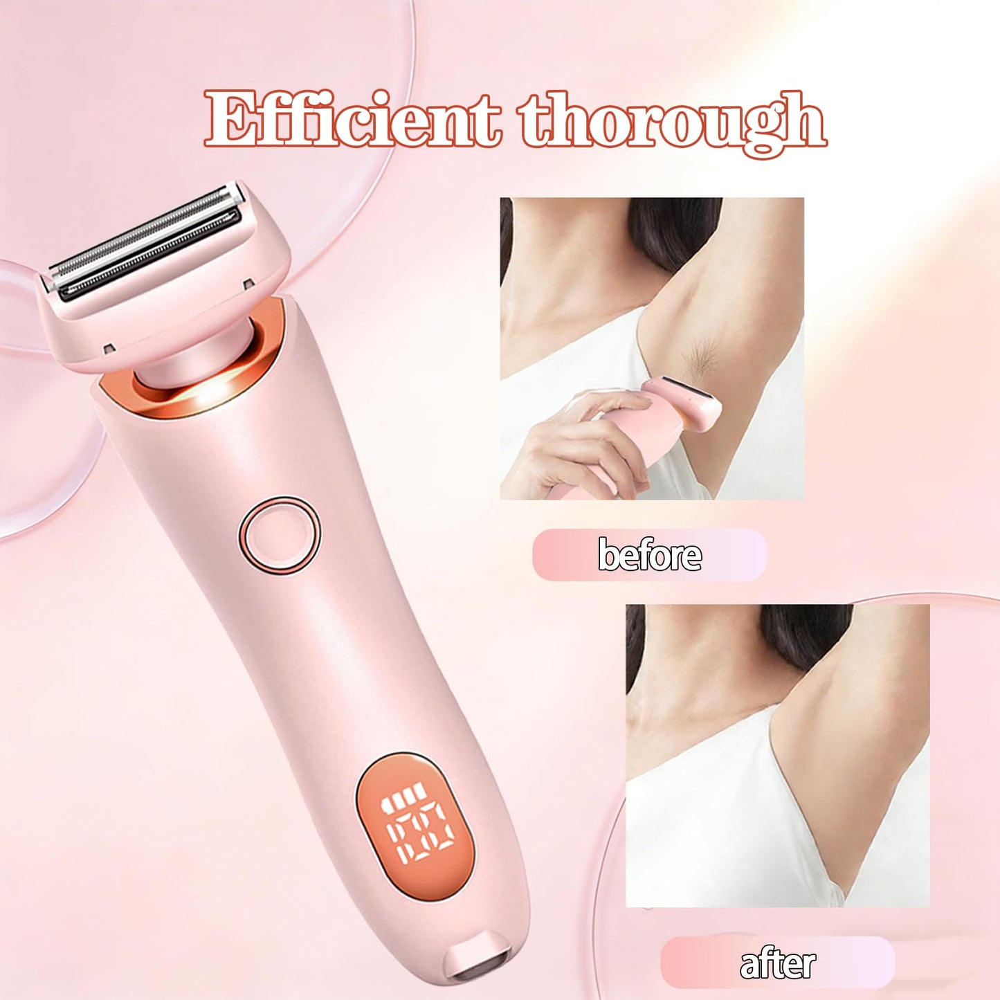 Livora Women's Electric Shaver-Pain-Free Hair Trimmer for Sensitive Skin, Featuring Removable Blades and Waterproof Rechargeable Design (Pink). Beauty and Personal Care WEERSHUN