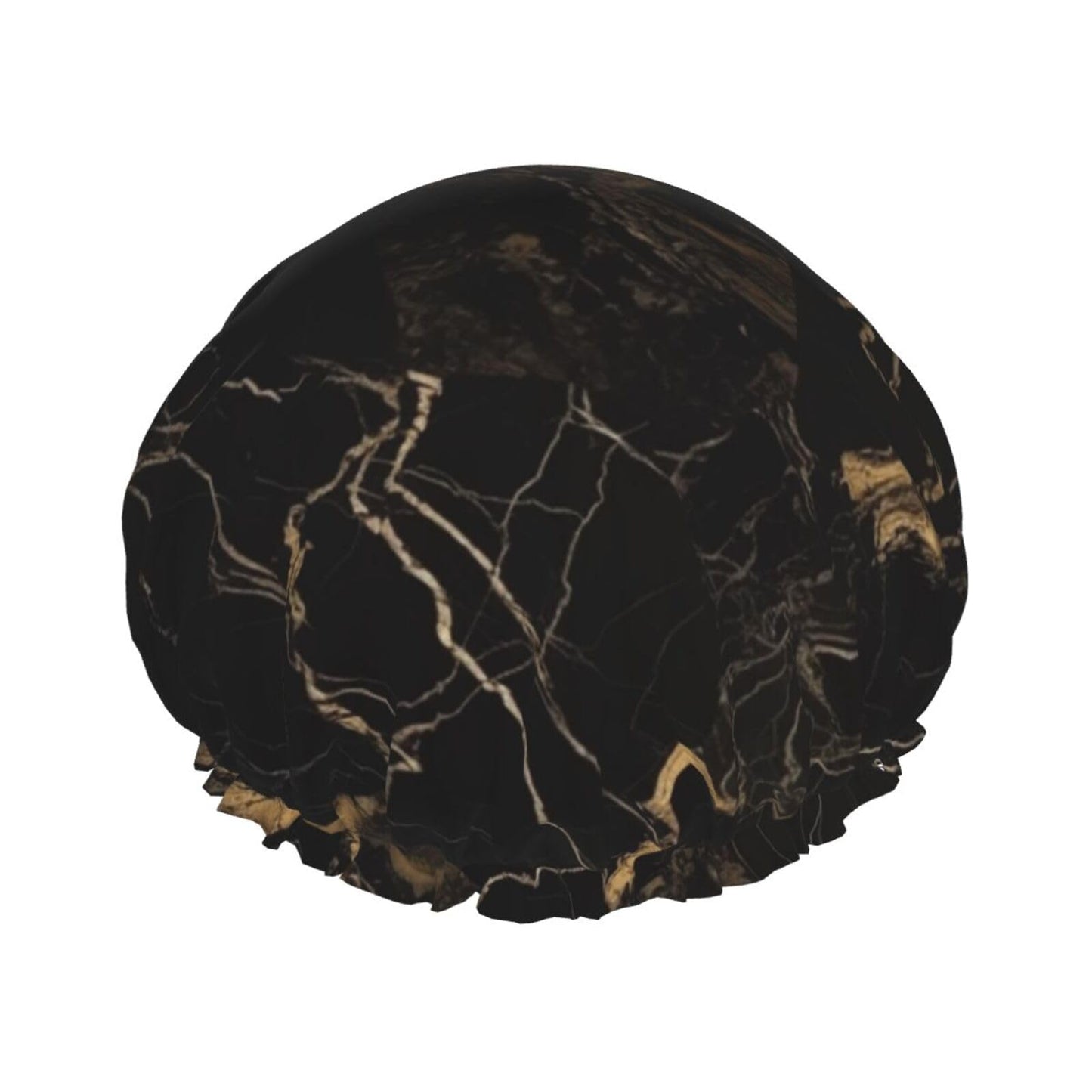 Gold Black Marble Shower Cap for Women Men Large Reusable Shower Bonnet Double-Layer Waterproof Bath Caps Elastic Band Hair Hat for All Hairstyles Beauty and Personal Care BWLHJKE