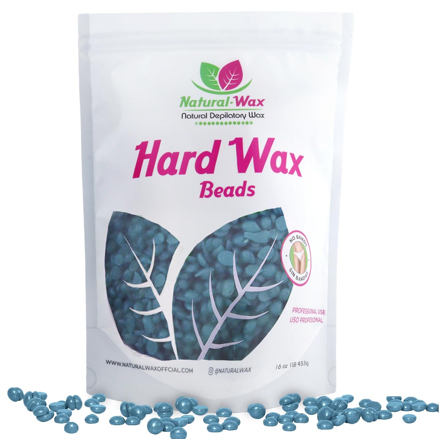 Natural Wax Hard Wax Beans - Professional Use 100% Organic - Hair Removal Wax Beads - Brazilian Waxing for All Body Parts - Large Refill Beads for Wax Beauty and Personal Care NATURAL-WAX NATURAL DEPILATORY WAX
