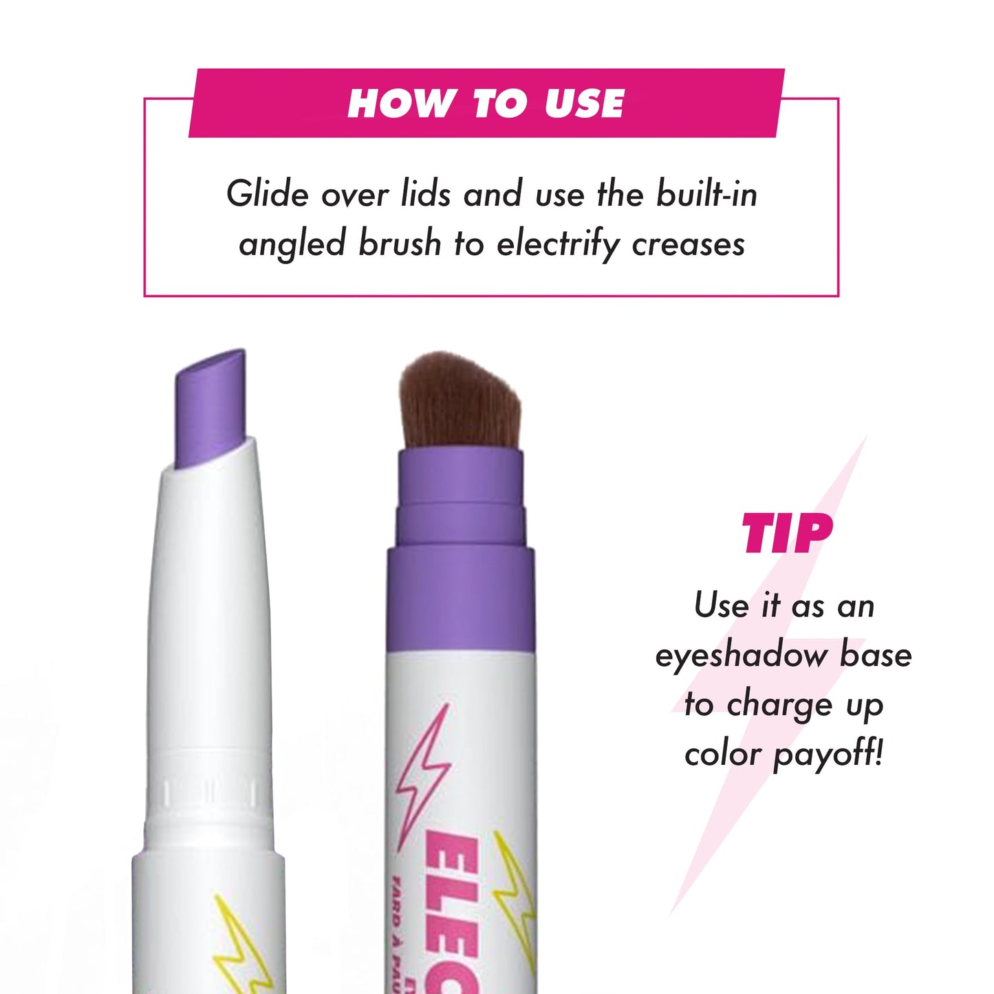 Lime Crime Electric Slide Eyeshadow & Brush Stick, LOL (Metallic Lavender) - Lightweight 2-in-1 Eyeshadow Smudge Stick with Angled Brush for Long Beauty & Personal Care Lime Crime