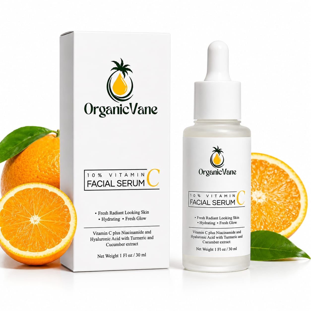 Vitamin C Serum 10% for Face - Powerful Anti-Aging Brightening Serum with Hyaluronic Acid, Niacinamide & Turmeric, Dark Spot Corrector, Reduces Beauty & Personal Care Organic Vane