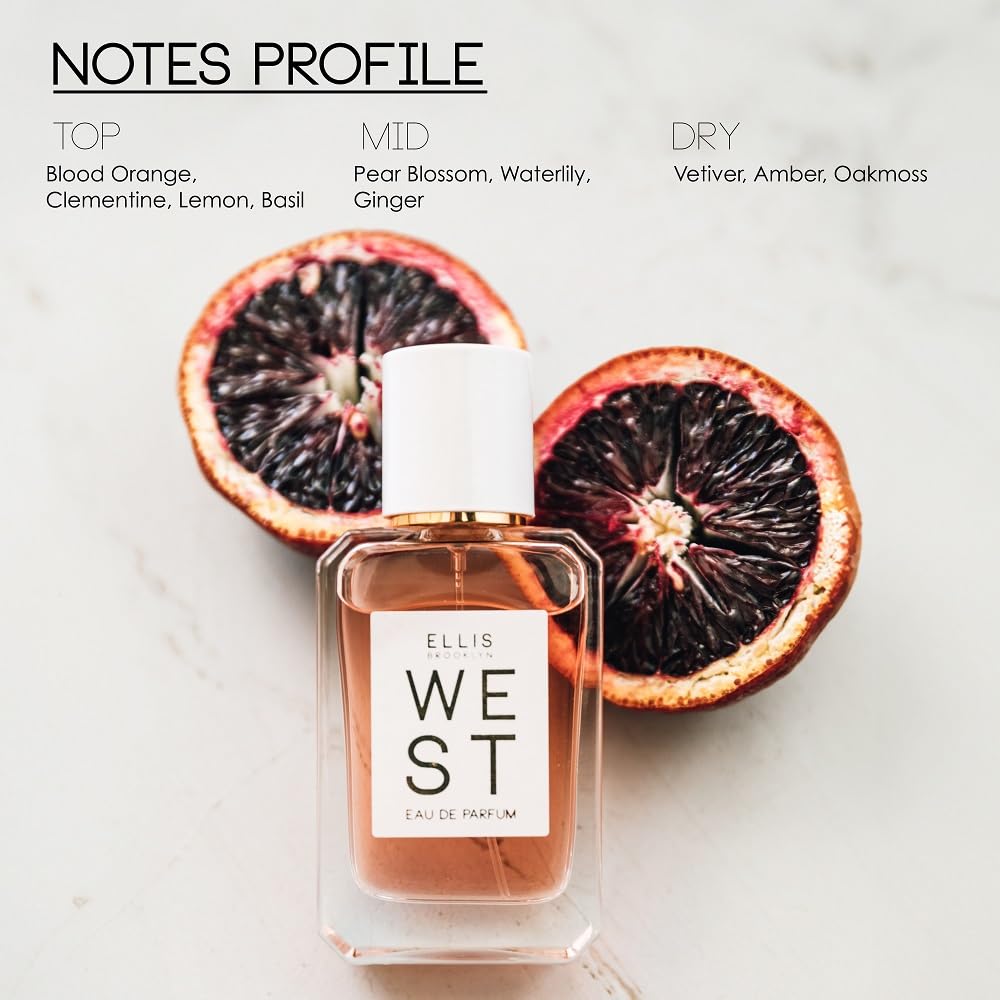 Ellis Brooklyn WEST Eau De Parfum Travel Spray - Blood Orange Pear Blossom Vetiver - Clean Vegan Non Toxic Unisex Fragrance - 10 ml Beauty & Personal Care Ellis Brooklyn