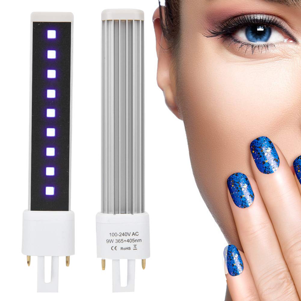 riteu 365+405Nm 9W Uv Double Light Bulbs - Lamp Bulb Tube for Electric Tubes Nail Art Uv Gel Curing Light,Nail for Curing Lamps Shop Professional Nail