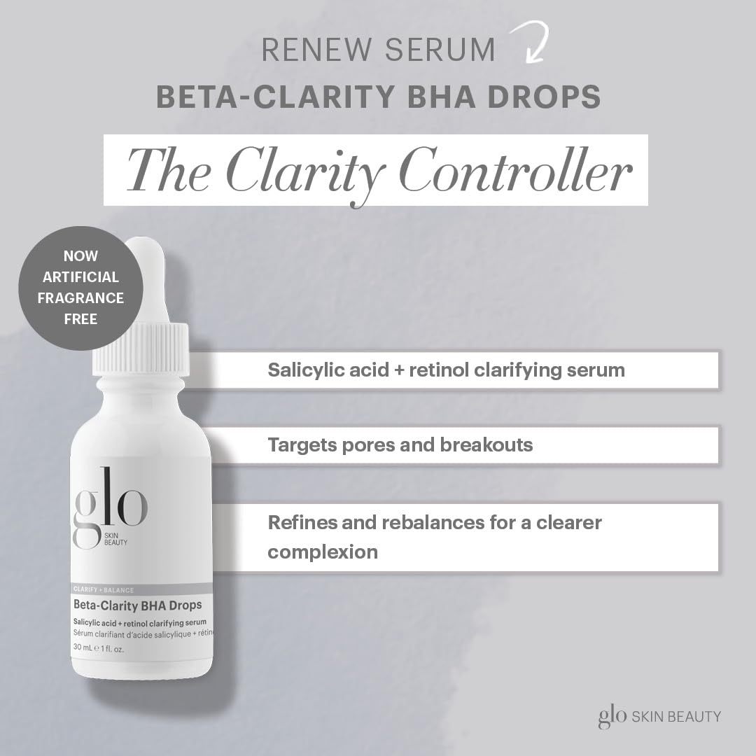 Glo Skin Beauty Beta-Clarity BHA Drops - Salicylic Acid + Retinol Clarifying Serum, Helps Refine & Rebalance for a Clearer, Brighter Complexion (1 Fl Beauty & Personal Care Glo Skin Beauty