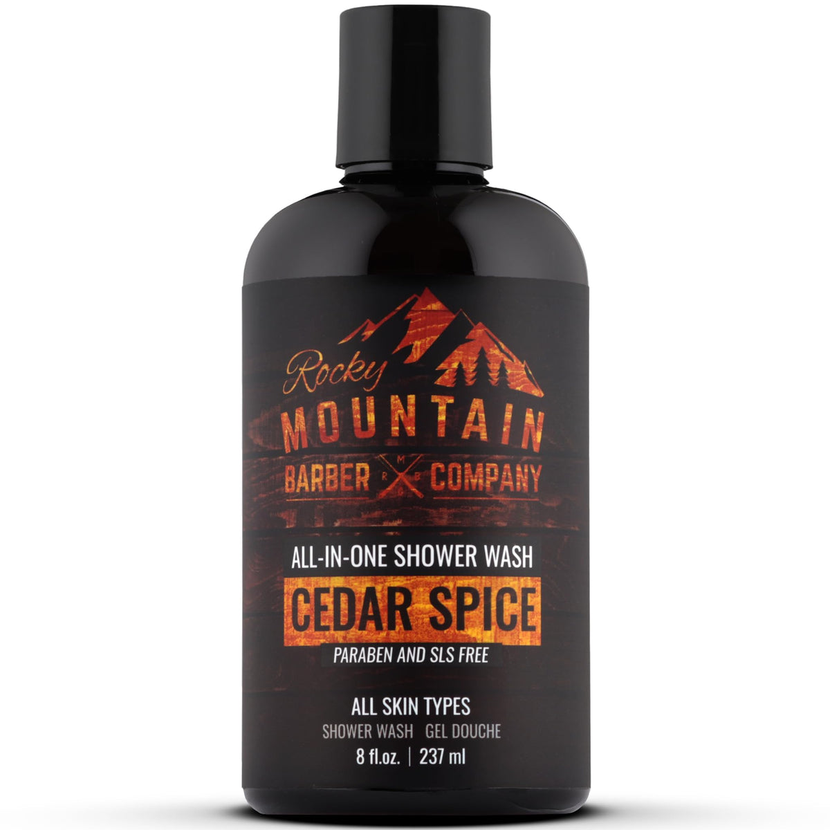 Rocky Mountain Barber Company Cedar Spice All-In-One Body Wash - Shampoo, Body Wash, Conditioner, Face Wash & Beard Wash with Essential Oils - 8 oz Beauty & Personal Care Rocky Mountain Barber Company