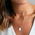 DoubleNine Geometric Square Delicate Layering Coin Necklace Disk Sequins Pendant Choker Gold Jewelry Accessories for Women Girls Beauty & Personal Care Doubnine