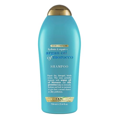 OGX Extra Strength Hydrate & Repair + Argan Oil of Morocco Shampoo for Dry, Damaged Hair, Cold-Pressed Argan Oil to Moisturize & Smooth, Paraben-Free Beauty & Personal Care OGX