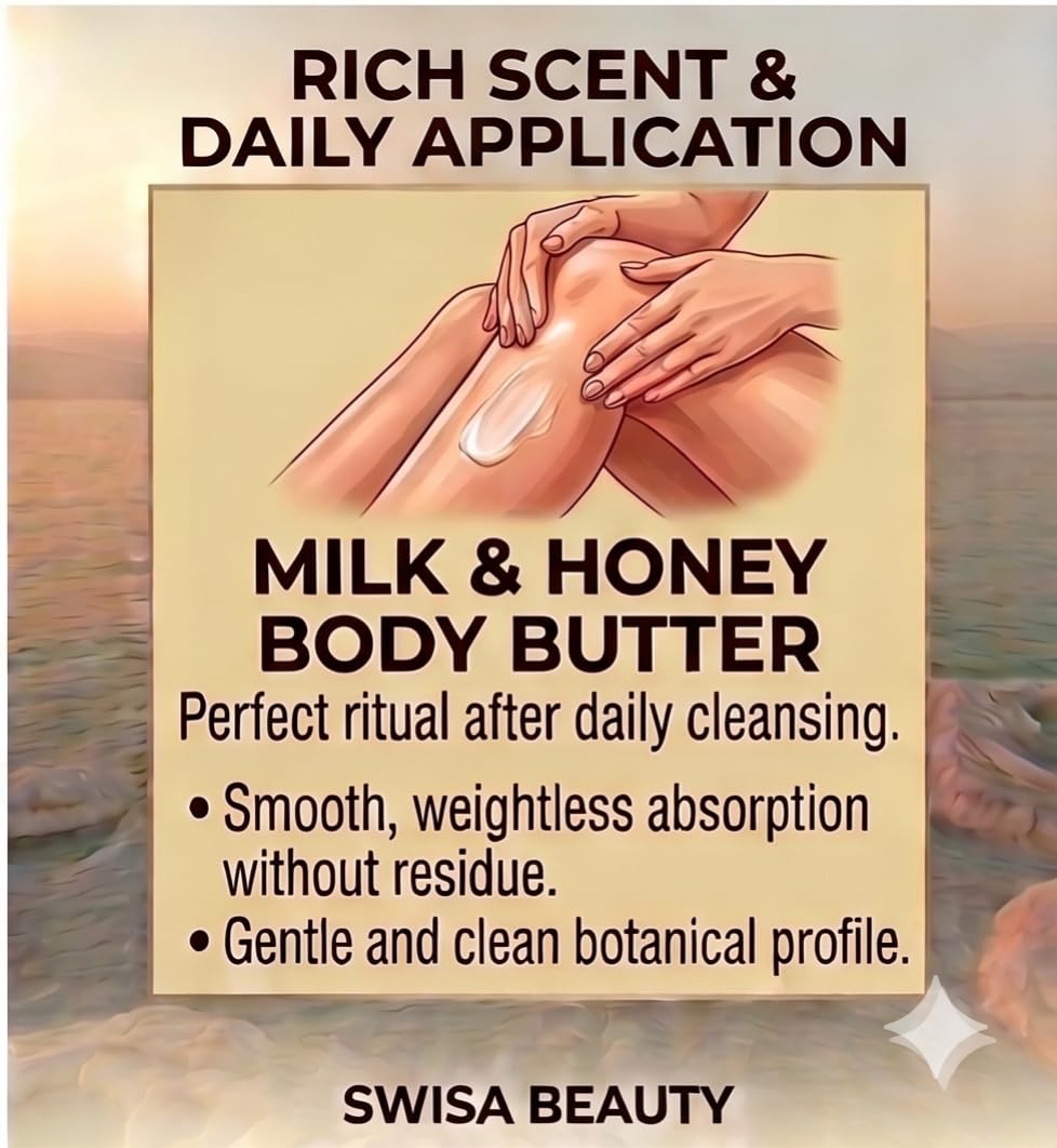 Swisa Beauty Dead Sea Body Butter, Milk and Honey - Thick & Creamy Daily Moisturizer with Shea Butter, Aloe & Squalane, 8 oz Beauty & Personal Care Swisa Beauty