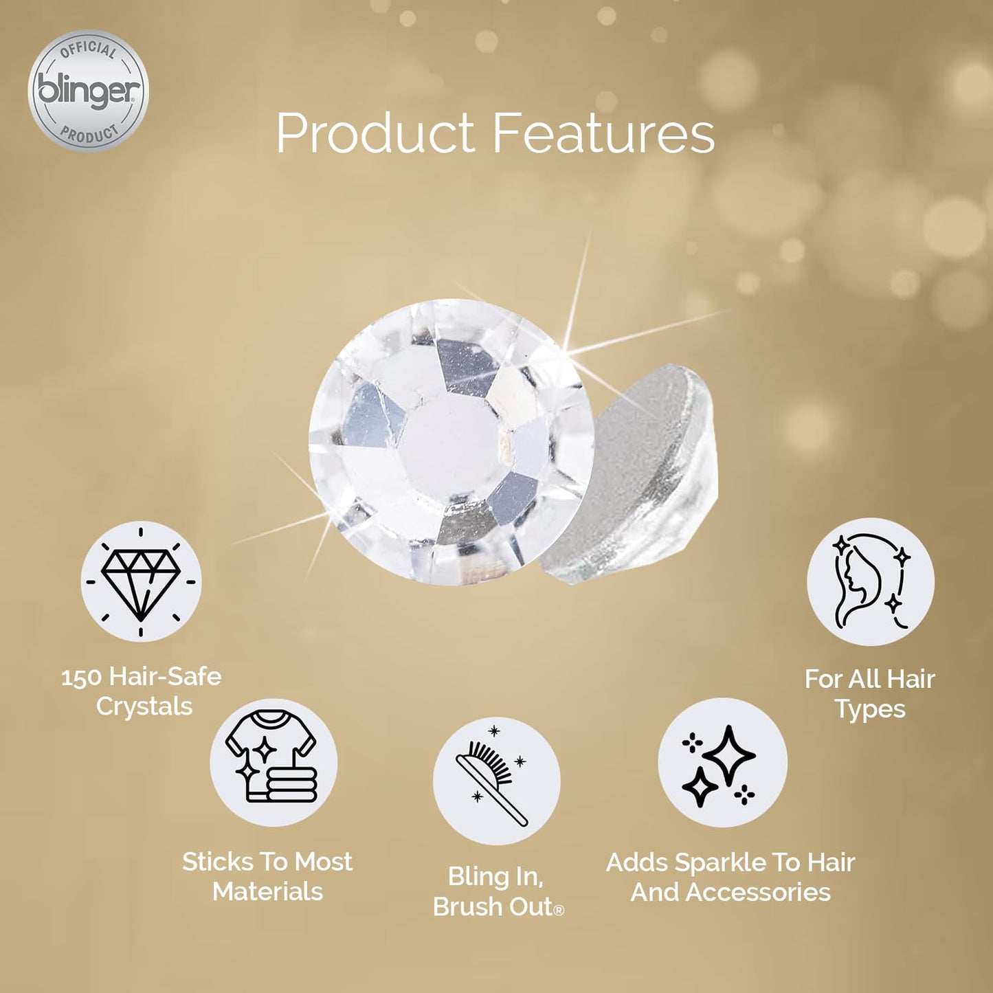 blinger® Vanity Starter Set - as seen on Shark Tank | Hair Gem Stamper + 150 Precision-Cut Glass Crystals | Easy To Use Hair-Safe Accessories Beauty & Personal Care blinger