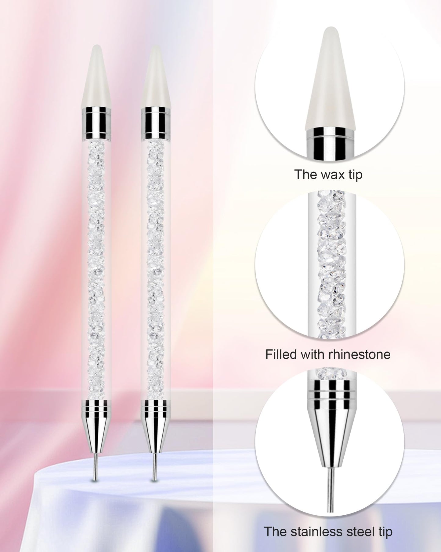 Rhinestone Picker Tool Set,Rhinestone Applicator Tool,Rhinestone Picker Dotting With 4 Extra White Replaceable Wax Head and 2 Tweezer (White) Beauty and Personal Care Difenni