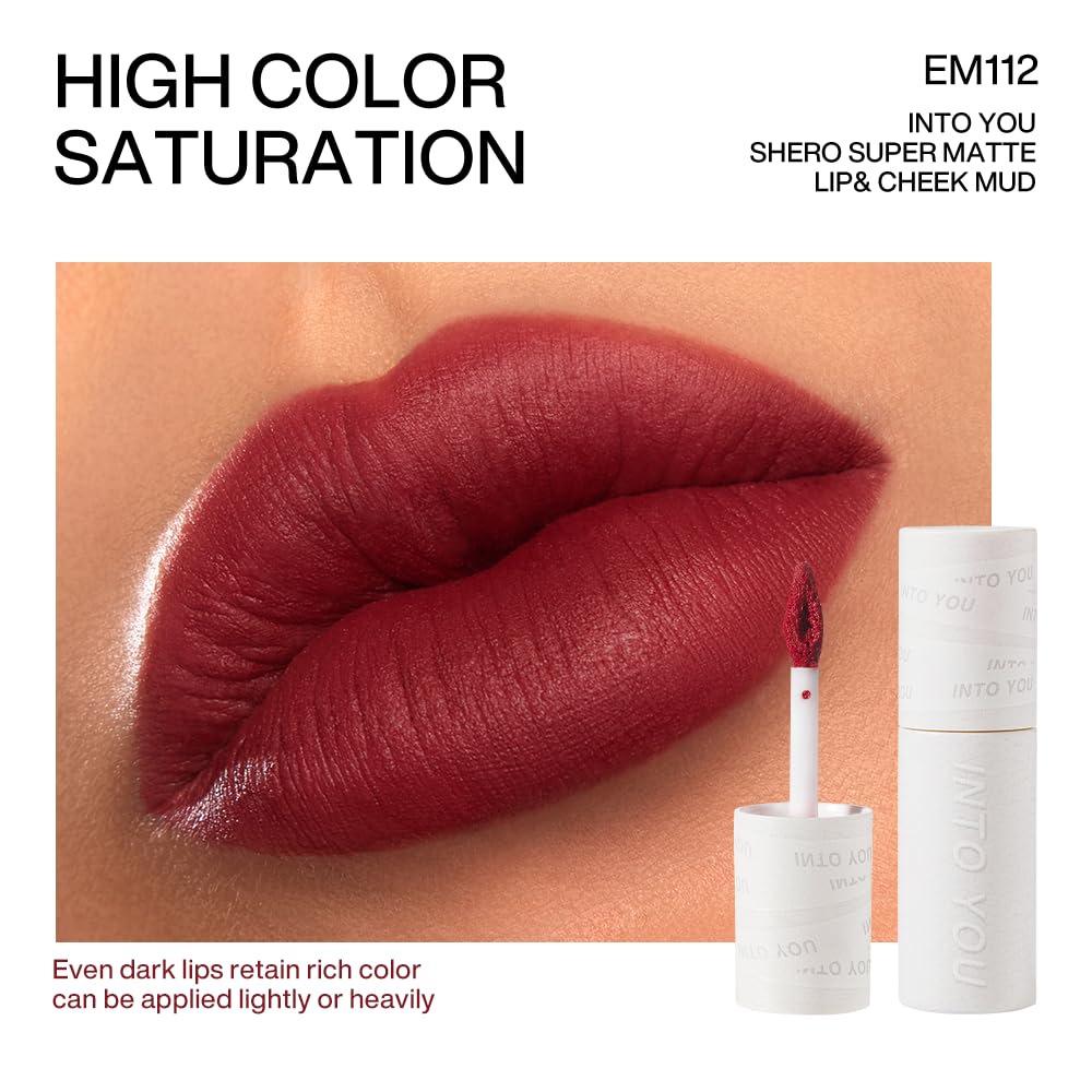 INTO YOU Velvet Matte Finish Lip Stain, Lip Tint, High Impact Lipcolor With Lightweight Lip Mud Texture, Dual-Use For Lips And Cheek, Red Lipstick Beauty & Personal Care INTO YOU