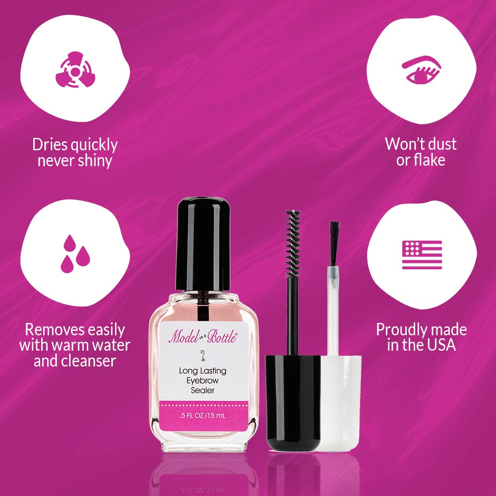Model in a Bottle Eyebrow Sealer with Mascara & Brush Applicator - Waterproof, Smudge-Proof, Long-Lasting Eyebrow Gel Topcoat for Flawless All-Day Beauty & Personal Care Model in a Bottle