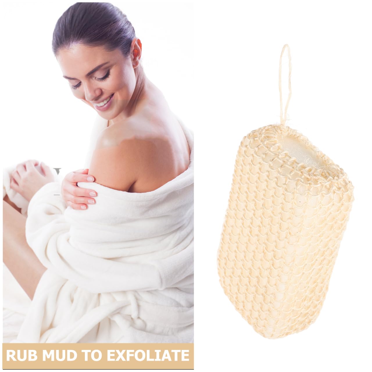PartyKindom Natural Jute Bath Sponge Exfoliating Shower Scrubber for Body Cleansing 1-Pack Soft Sponge for Adults Spa Home Use Beauty and Personal Care PartyKindom