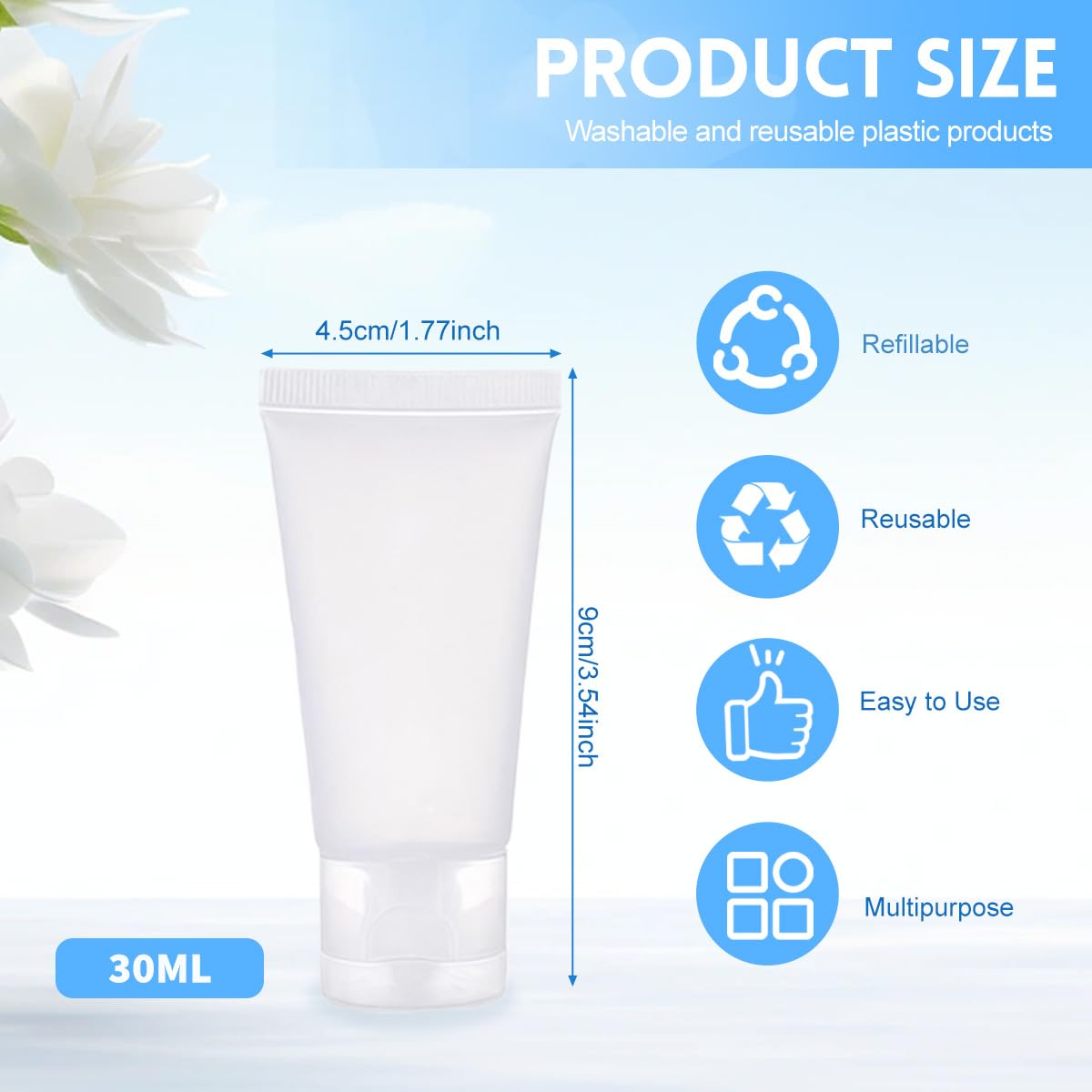 24PCS 30ml/1oz Empty Portable Refillable Clear Plastic Cosmetic Soft Tubes Bottles with Flip Cover Makeup Sample Travel Packing Container Holder Vial Beauty & Personal Care vipolish