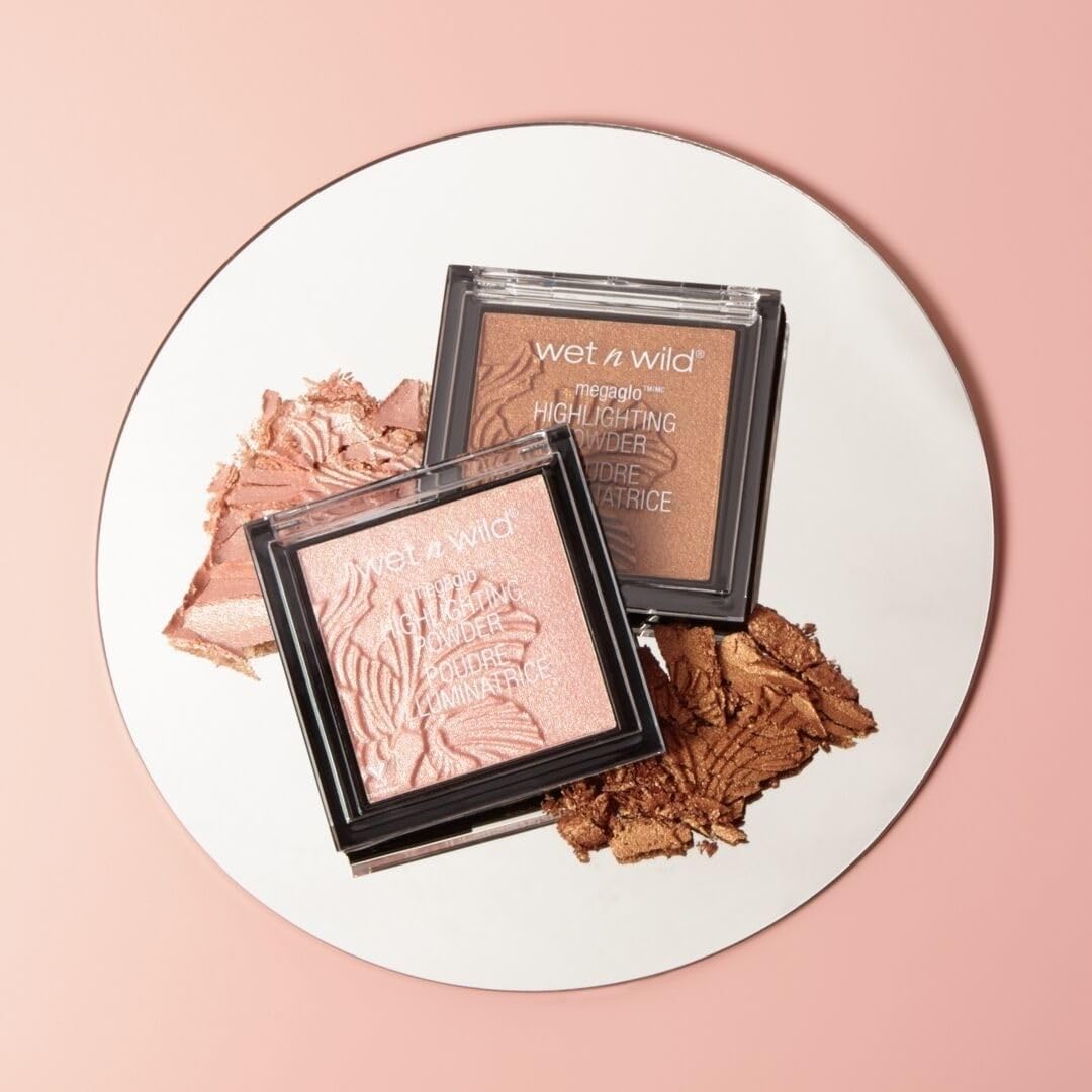 wet n wild MegaGlo Highlighting Powder, Highlighter Makeup, Shimmer Glow, Pink Rose Gold Blossom Glow Beauty & Personal Care wet n wild