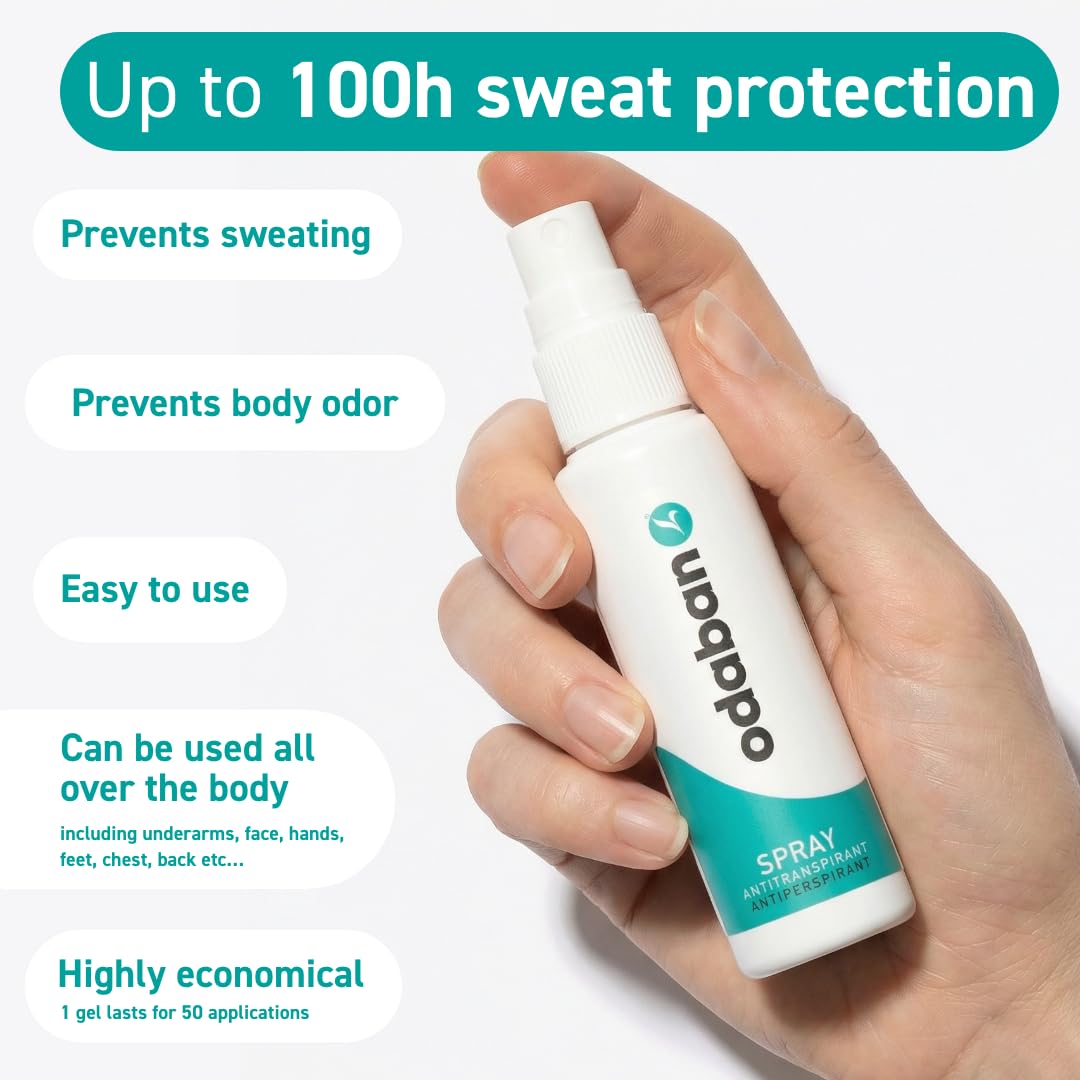 Odaban Antiperspirant Spray, Clinical Strength Aluminium Chloride Strong Antiperspirant Hyperhidrosis Treatment for Excessive Sweating, Fragrance-free Beauty and Personal Care ODABAN ANTIPERPSPIRANT