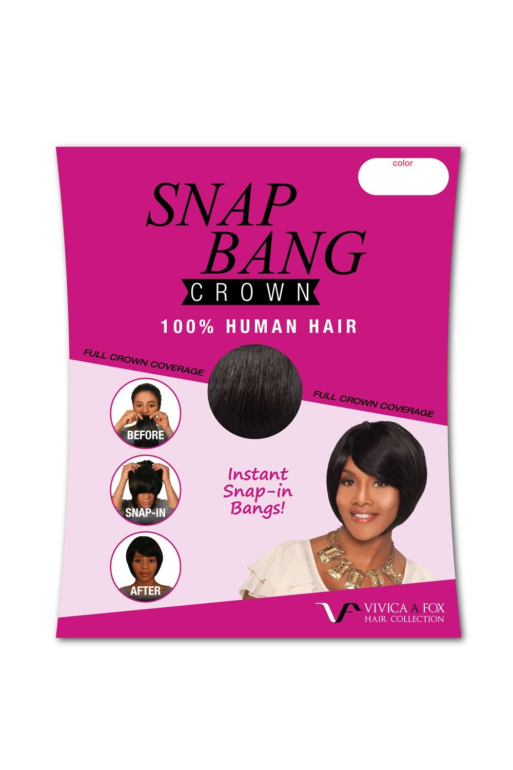 Vivica Snap Bang Crowne Color 27 Fox Wigs 100% Human HairClip In Heat Friendly 5.5" Front 7" Sides Straight Hairpiece