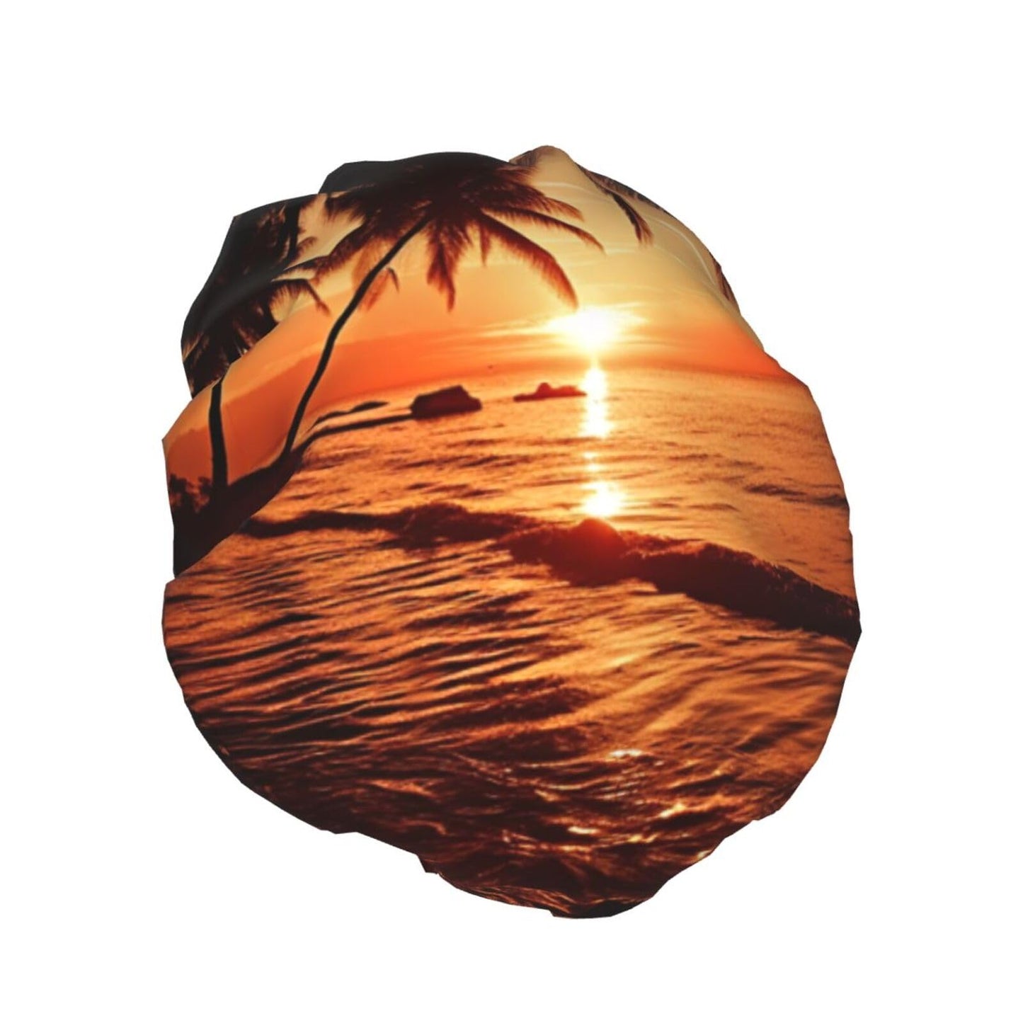 Dusk Tropical Beach Palm Shower Cap For Women Reusable Double Layers Bathing Bath Cap Hair Caps Waterproof Elastic Band Ladies Spa Salon Shower Hat Beauty and Personal Care GDSHJKLW