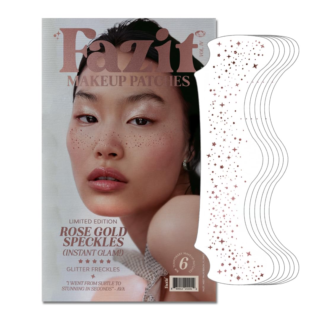 Fazit Rose Gold Speckles - Glitter Freckle Makeup Patches - Shimmering Faux Freckles & Body Glitter - Waterproof, Long-Lasting Instant Glamour Beauty & Personal Care Fazit